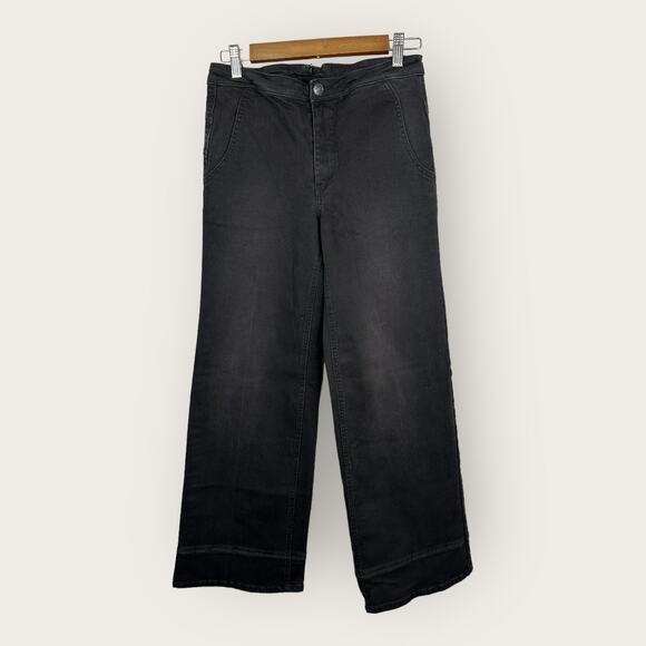 Free People Womens size 27 Wide Leg Dark Black Denim Jeans Adjustable Waist - Picture 1 of 8